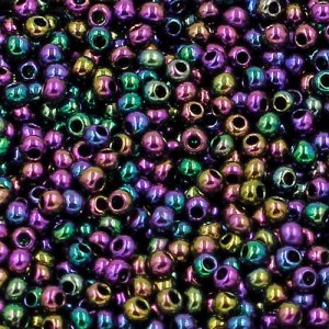 1.8mm AAA round seed beads 13/0, rainbow, approx. 30 gram bag