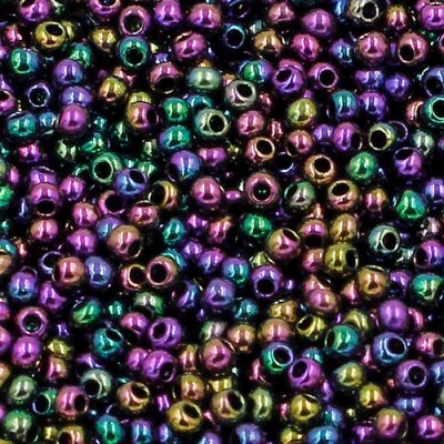 1.8mm AAA round seed beads 13/0, rainbow, approx. 30 gram bag