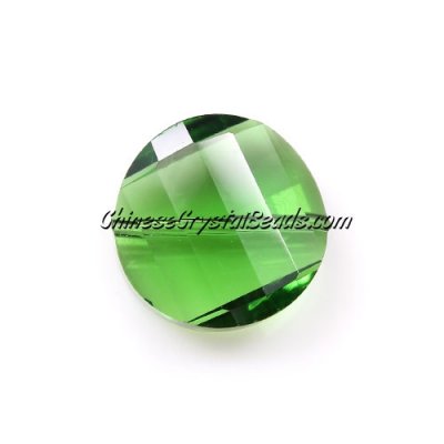 Chinese Crystal Twist Bead, 18mm, fern green, 10 beads