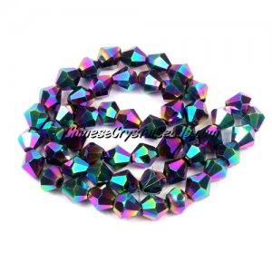 Chinese Crystal Bicone bead strand, 6mm, rainbow, about 50 beads