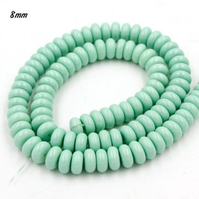 100Pcs 8x4mm Smooth Roundel Shape Glass Beads, rondelle glass beads strand, hole 1mm, Pale Turquois