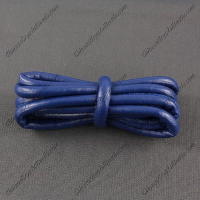 Stitched Nappa Round Leather Cord, 5mm, sapphire,