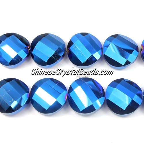Chinese Crystal Twist Bead, 18mm, Blue Light, 10 beads
