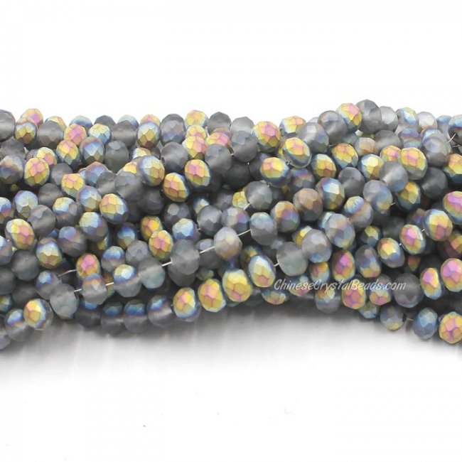 4x6mm matte gray half rainbow Chinese Crystal Rondelle Beads about 95 beads - Click Image to Close