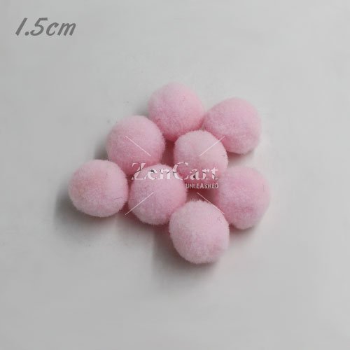 50Pcs 15mm Craft Fluffy Pom Poms Bobble ball, light pink color
