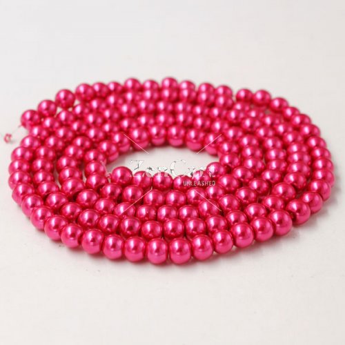 Glass Pearl Beads, Round, deep rose, different size for choice, Hole:Approx 1mm, Length:Approx 32 Inch