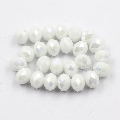 70 pieces 8x10mm Crystal Rondelle Bead,White Linen AB