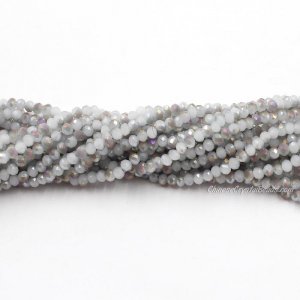 130 beads 3x4mm crystal rondelle beads white jade half purple light