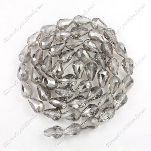 8x12mm Chinese Crystal Teardrop Beads, silver shade, about 30 pcs