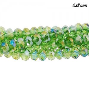6x8mm Chinese Crystal Beads, lime green AB, about 70 beads