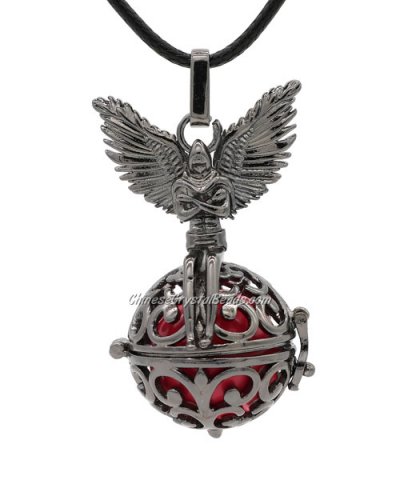 Angel Harmony Ball Pendant Women Necklace with 30 inchChain For Pregnant Women, gun metal plated brass, 1pc