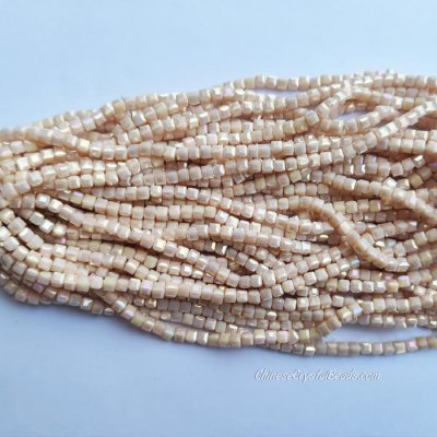 4mm Cube Crystal beads about 95Pcs, opaque Lt.peechAB