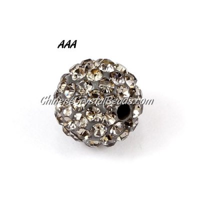 10Pcs 10mm AAA high quality Pave beads, Shining, Hole:1.5mm Gray