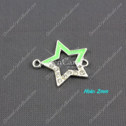 pave crystal star charms, 27x24mm, silver plated, 1 pieces