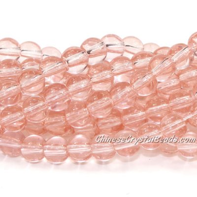 Chinese 8mm Round Glass Beads rosaline, hole 1mm, about 42pcs per strand