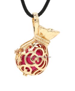 Lucky Bag Harmony Ball Mexican Bola Pregnancy Chime Baby Necklace Pendants, kc gold plated brass, 1pc