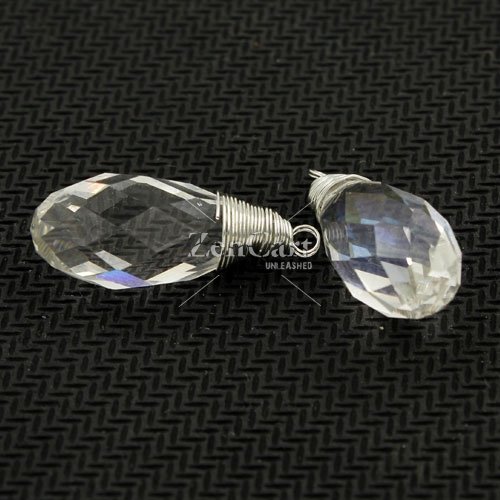 Wire Working Crystal drop Pendant, 10x20mm, Clear, sold by 1 pc