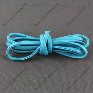 4 folded Nappa flat leather cord, 4mm, aqua,