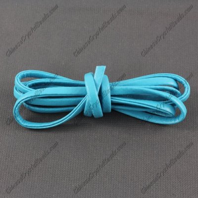 4 folded Nappa flat leather cord, 4mm, aqua,