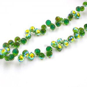 98 beads 8mm Strawberry Crystal Beads, Fern Green new AB