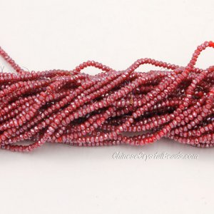 1.7x2.5mm rondelle crystal beads, red velvet 007, 190Pcs