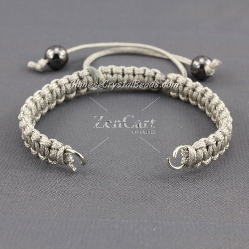 Pave chain, nylon cord, gray, wide : 7mm, length:14cm