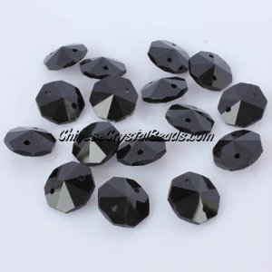 Crystal 14mm Octagon beads, 2 hole, Jet, 20 beads