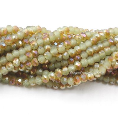 4x6mm Lime green jade half amber light Chinese Crystal Rondelle Beads about 95 beads