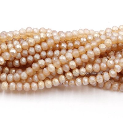 130Pcs 2.5x3.5mm Chinese Crystal Rondelle Beads, Matte Champagne half light