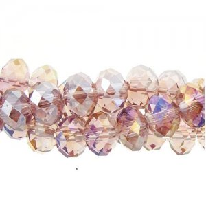 Crystal Rondelle Bead Strand, 6x8mm, Lt. Amethyst AB, about 72 beads