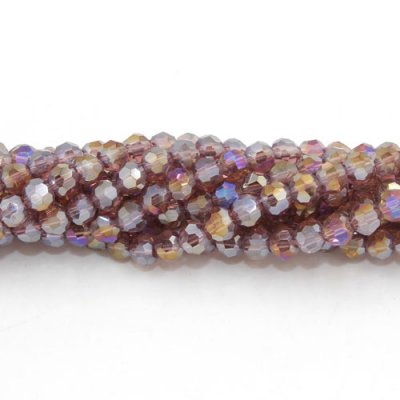 Chinese Crystal 4mm Round Bead Strand, Amethyst AB, about 100 beads