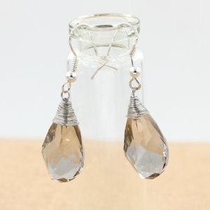 Crystal helix Teardrop earring, siver shade, sold 1 pair