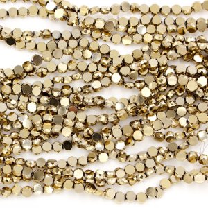 4mm flat round glass crystal beads, gold, about 140-150pcs