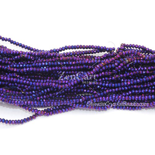 1.7x2.5mm rondelle crystal beads, Metallic purple, 190Pcs
