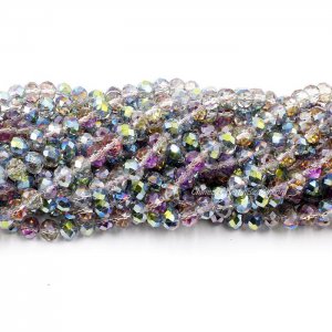 70 pieces 8x10mm Crystal Rondelle Bead,Green Purple