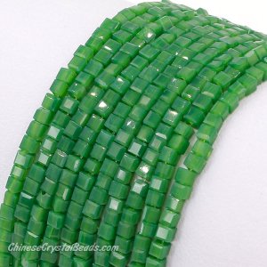 2x2mm cube crytsal beads, opaque green, 180pcs
