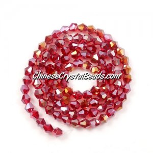 Chinese Crystal 4mm Bicone Bead Strand, Siam AB, about 120 beads