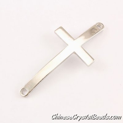 Alloy cross polished pendant, 21x46mm, hole about 2mm, silver, sold 1pcs