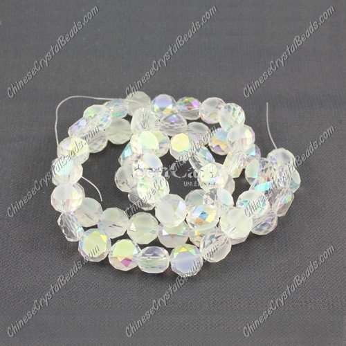 6mm Bread crystal beads long strand, clear AB, 100pcs per strand
