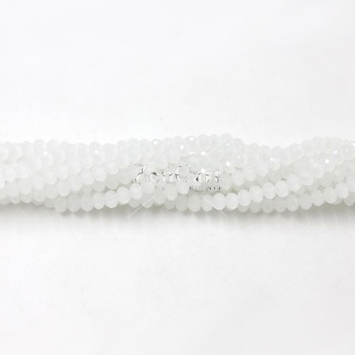 130Pcs 2x3mm Chinese Crystal Rondelle Beads,White Jade