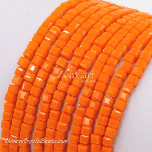 2x2mm cube crytsal beads, opaque orange, 180pcs