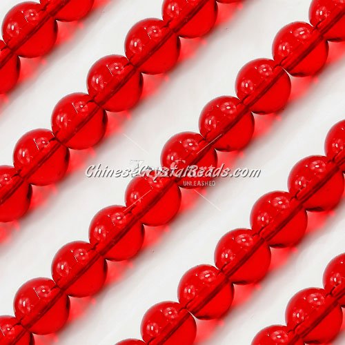 Chinese 10mm Round Glass Beads lt. siam, hole 1mm, about 33pcs per strand