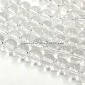 Chinese 10mm Round Glass Beads Clear, hole 1mm, about 33pcs per strand