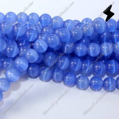glass cat eyes beads strand, lt-sapphire, about 15 inch longer