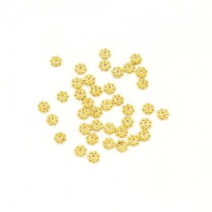 Zinc Alloy Spacer Beads, flowr, gold plated, 4x1mm, hole:1mm, 200pcs