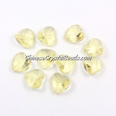 Crystal heart Beads, citrine, 14mm, 10 beads
