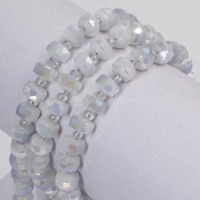 80Pcs 5x8mm angular crystal beads opaque white AB