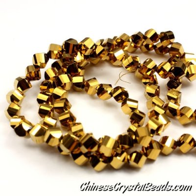 6mm Crystal Helix Beads Strand Gold, about 50 beads