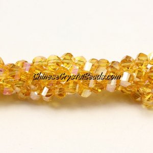 4mm Crystal Helix Beads Strand G champagne AB, about 100 beads, 15 inch