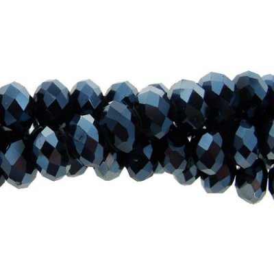 Chinese Crystal Long Rondelle Strand, 6x8mm, Gun Metal , about 72 beads